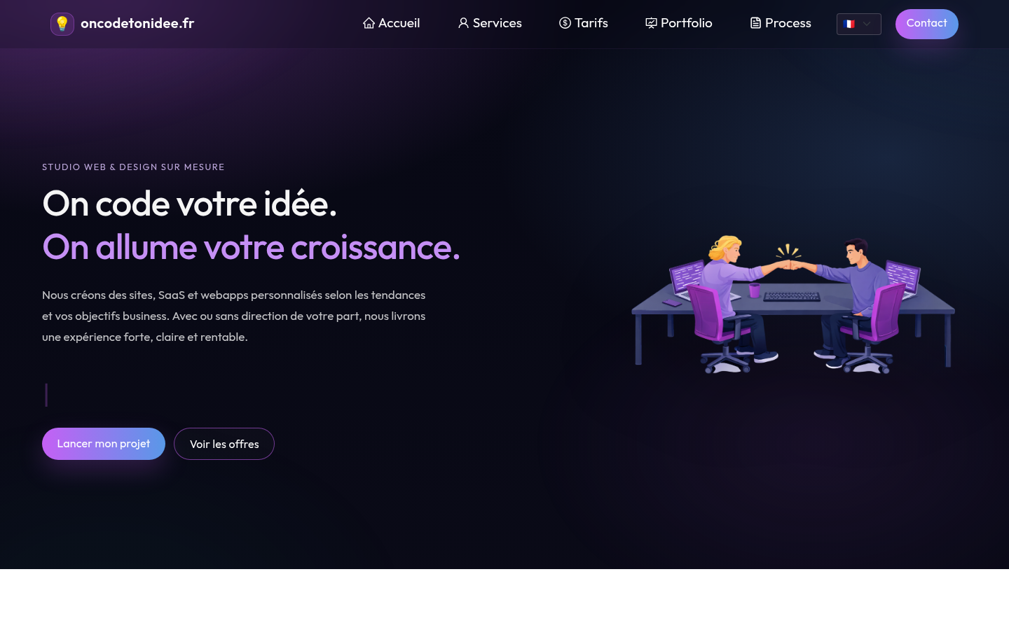 OnCodeTonIdée web design studio homepage preview